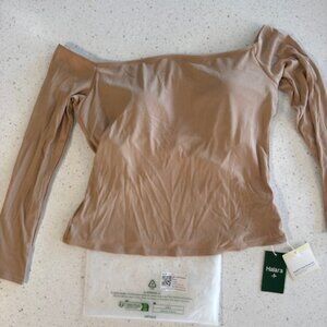 NWT Halara Ribbed Knit Off Shoulder Casual Top - Size XL